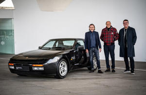 Christian Hauck, Hans-Joachim Stuck, and Rainer Würst with one of the earliest PDK test cars. Porsche